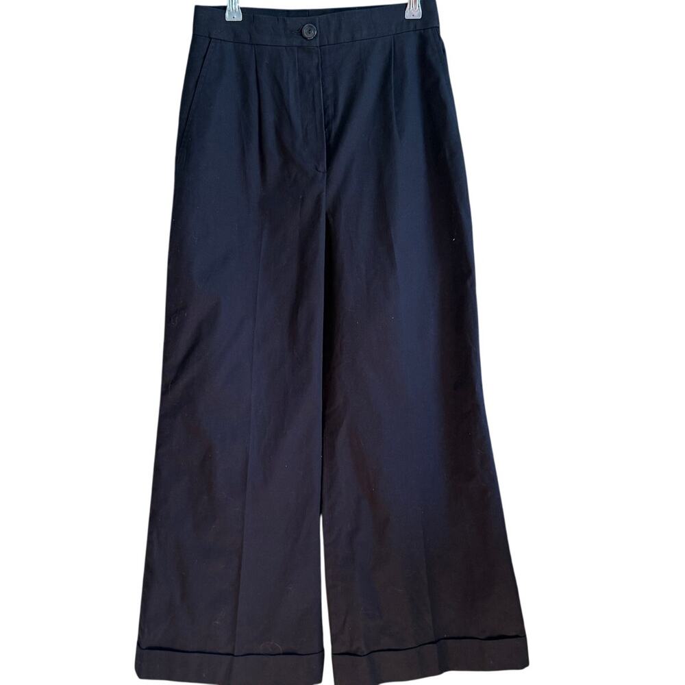 ALE Paris | Bespoke Ultra Wide Leg High Waist Cotton Cuffed Trousers | Size 6